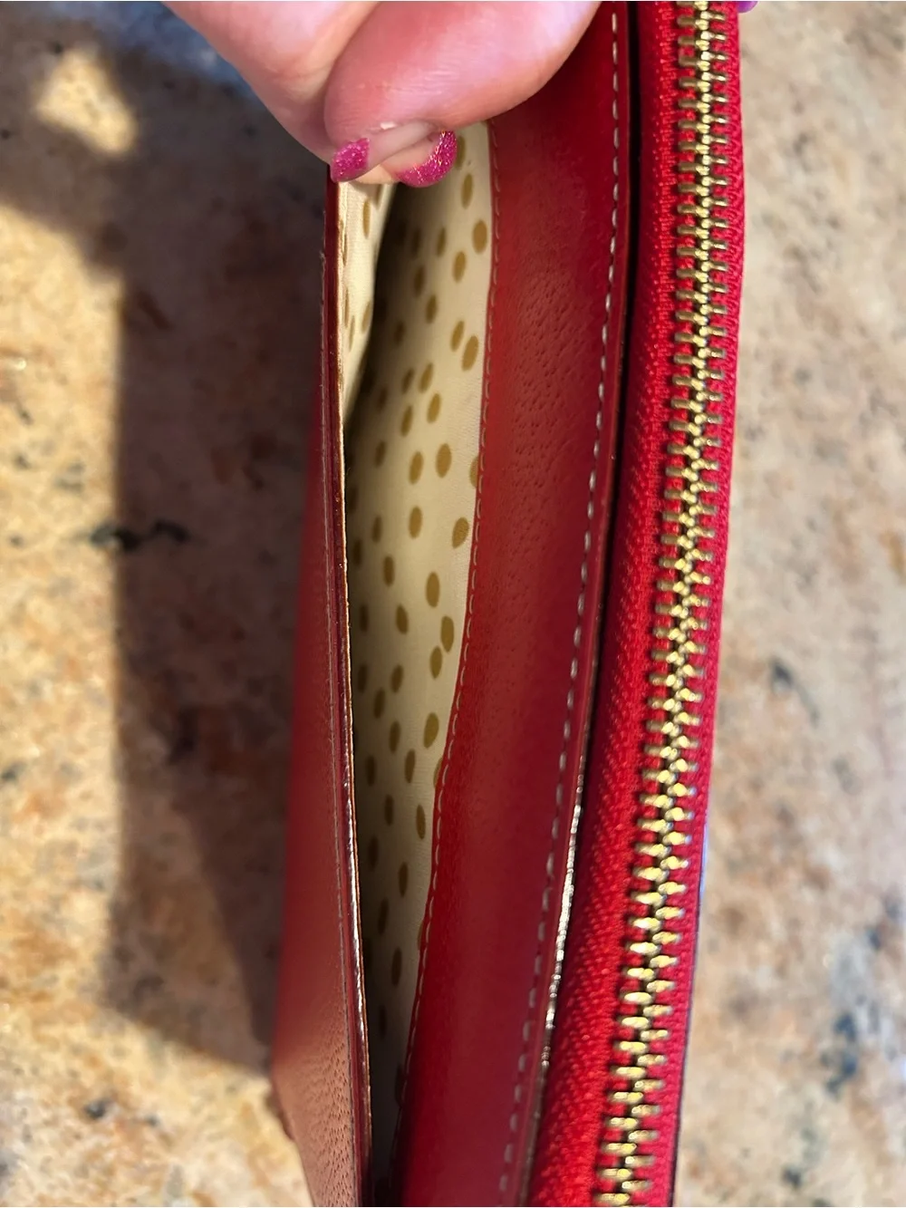 Kate Spade New York “Wellesley” Bold Red Pebbled Leather Zip Portfolio 9”x5.75” - Picture 13 of 15
